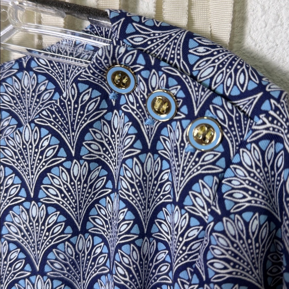 J. McLaughlin Blue Printed Boatneck Long-Sleeve Top - Picture 4 of 14